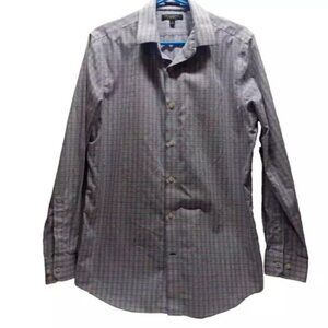 Banana Republic Mens Red White & Blue Plaid Camden Fit Size Medium Button Up EUC